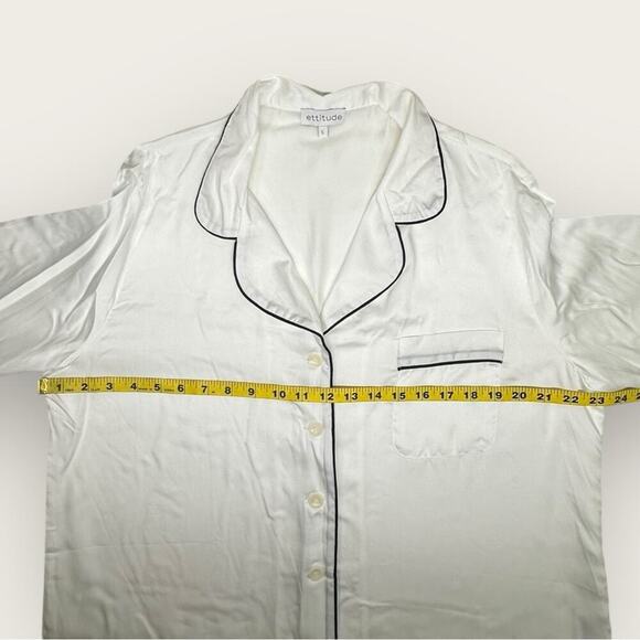 NWT | Ettitude | Sateen Long Sleeve PJ Shirt | Cloud | Large - Picture 14 of 16